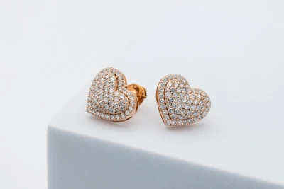 18ct Rose Gold Heart Stud Earrings 1.06ct