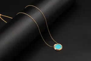 Tiffany & Co Diamond & Turquoise Circle Pendant Necklace 0.05ct