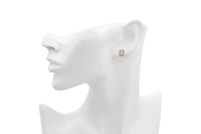 9ct Rose Gold Baguette & Round Diamond Stud Earrings 0.71ct