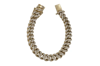 9ct Yellow Gold Diamond Cuban Bracelet 4.4ct VS