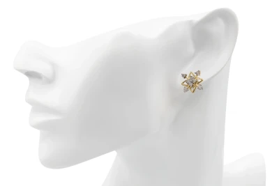 14ct Yellow Gold Snowflake Diamond Stud Earrings 0.10ct