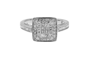 9ct White Gold Princess Cut Engagement Ring 0.90ct