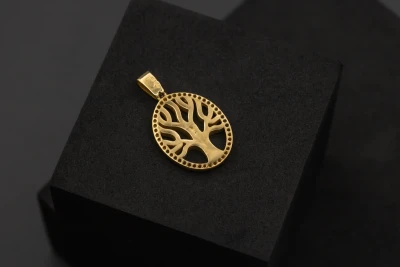 9ct Yellow Gold Cubic Zirconia Tree of Life Pendant 3.4g