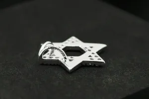 9ct White Gold Diamond Star of David Pendant 0.10ct