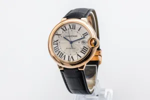 Cartier Ballon Bleu 42mm 18ct Rose Gold Black Leather W6900651 2012