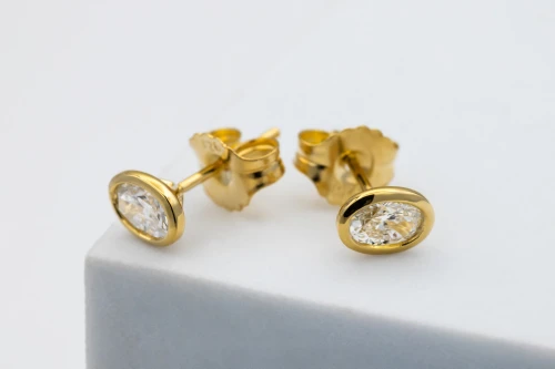 Gold Plated Sterling Silver Lab Grown Oval Cut Diamond Stud Earrings 1.05ct
