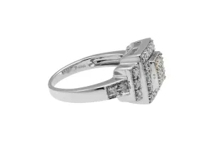 9ct White Gold White & Chocolate Diamond Square Ring 0.35ct 5.3g