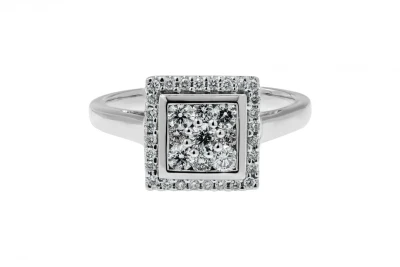 18ct White Gold Diamond Square Ring 0.69ct