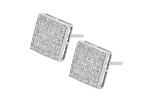 18ct White Gold Diamond Studs Featuring 98 Princess Cut Diamonds