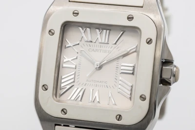 Cartier Santos 100 Midi 33mm White Rubber 2878 Circa 2010