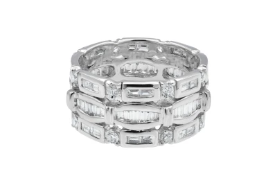 14ct White Gold Diamond Baguette & Brilliant Eternity Ring 2.00ct