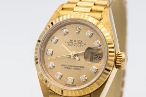 Rolex Lady DateJust 26mm 18ct Yellow Gold Presidential 69178 1998
