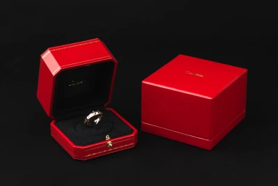 Cartier LOVE Double Ring Pink Sapphire Rose Gold Ring Size 53