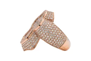 9ct Rose Gold Baguette & Round Diamond Cross Ring 3.71ct