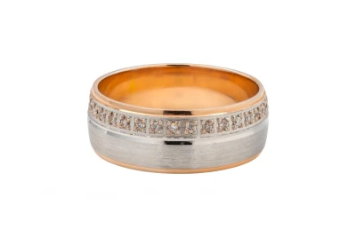 14ct White And Rose Gold  Diamond Wedding Band 0.27ct 5.2g