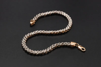 9ct Rose Gold Diamond Mirco Cuban Bracelet 4mm