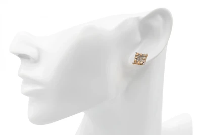 14ct Rose Gold Diamond Square Stud Earrings 0.75ct