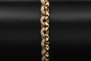 9ct Yellow Gold Belcher Cubic Zirconia Childrens Bracelet 21.4g