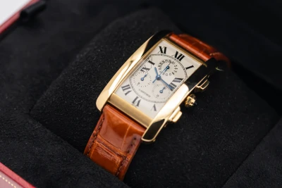 Cartier Tank Américaine Chronograph 26mmx45mm Brown Leather W2609356/1730 2007