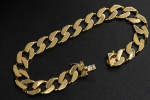 9ct Yellow Gold Flat Curb Link Bracelet 30.6g