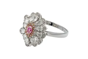 18ct White Gold Rose Cut  & Pink Diamond Ring 1.90ct 5.08g
