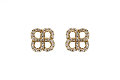 9ct Yellow Gold CZ Open Clover Stud Earrings 1.8g