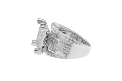 14ct White Gold Princess & Round Cut Diamond Statement Ring 2.50ct