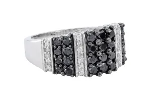 9ct White Gold Black And White Diamond Ring