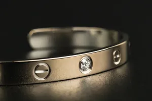 Cartier LOVE Bracelet Open 1 Diamond 18ct White Gold Size 16
