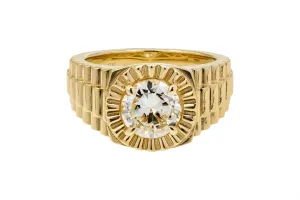9ct Yellow Gold Diamond President Design Mens Ring 1.70ct GIA Certified