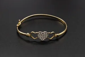 9ct Yellow Gold Cubic Zirconia Heart Baby Bangle 3.8g