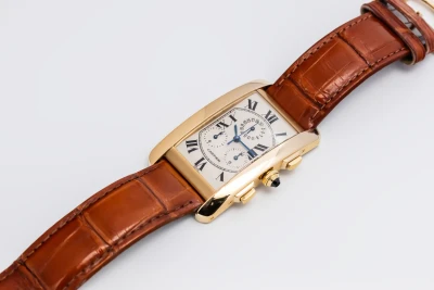 Cartier Tank Américaine Chronograph 26mmx45mm Brown Leather W2609356/1730 2007