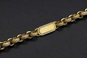 9ct Yellow Gold CZ ID Belcher Design Children's Bracelet 14.1g