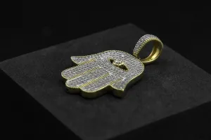 9ct Yellow Gold Hamsa Pendant 0.48ct