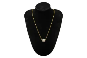 18ct Yellow Gold Diamond Ball Pendant Necklace 16" 7.8g