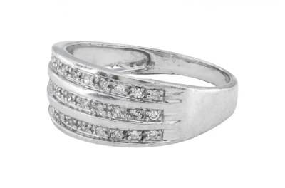 9ct White Gold Diamond Triple Row Band Ring