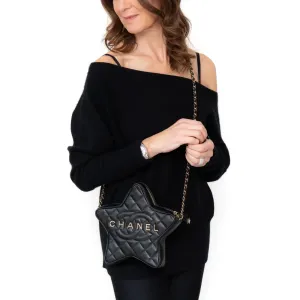 Chanel Black Leather Limited Edition Star Handbag