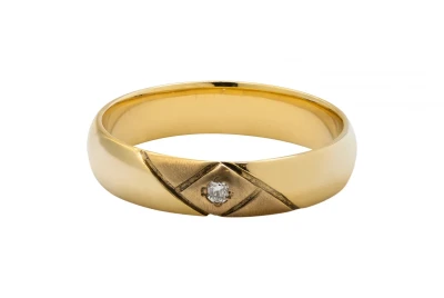 Men’s 9ct Yellow Gold Diamond Set Ring 0.05ct Classic Band