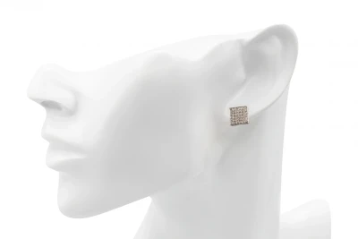 9ct White Gold Square Diamond Stud Earrings 0.25ct