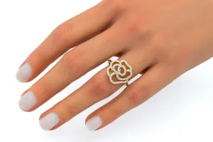 9ct Yellow Gold Cubic Zirconia Flower Ring 3.3g
