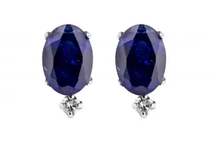 Platinum Sapphire And Diamond Stud Earrings 0.02ct