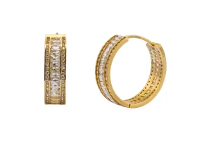 9ct Yellow Gold Cubic Zirconia Hoop Earrings  7.3g