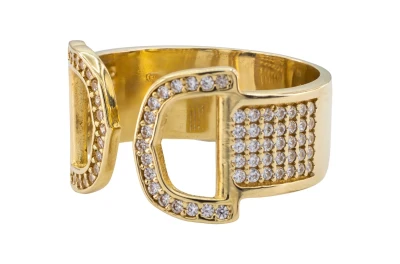 9ct Yellow Gold Initial Style CZ Statement Ring