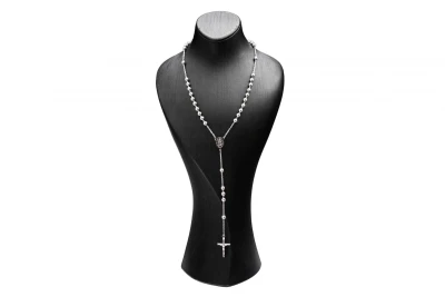 9ct White Gold Rosary Beads 21.2g