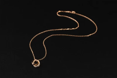 Cartier LOVE Half-Pavé Diamond Pendant 18ct Rose Gold Necklace 0.22ct