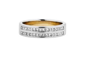 Two-Row Princess Cut Diamond Band in 18ct White & Yellow Gold 1.00ct