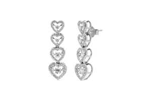 18ct White Gold Lab Diamond Heart Necklace & Earrings Set 3.85ct & 1.36ct