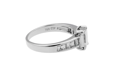 18ct White Gold Emerald Cut Diamond Engagement Ring 1.59ct GIA Certified