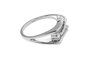 14ct White Gold 3 Stone Diamond Split Shank Ring 4.7g 0.26ct