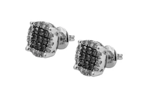 9ct White Gold White & Cognac Diamond Stud Earrings 1ct 3.2g